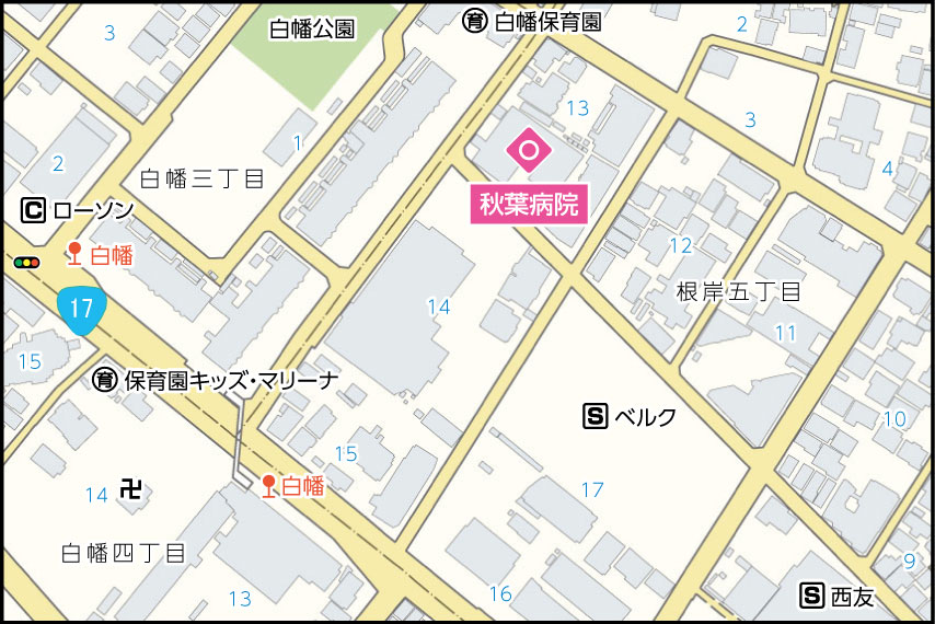 秋葉病院の地図