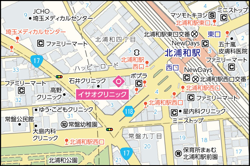 イサオクリニックの地図