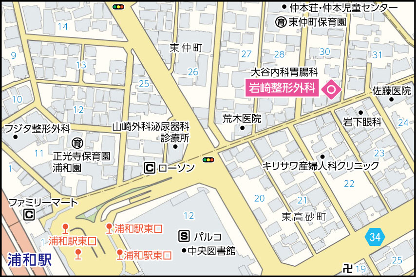 岩崎整形外科の地図