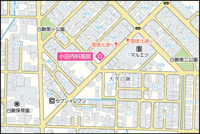 小田内科医院の地図