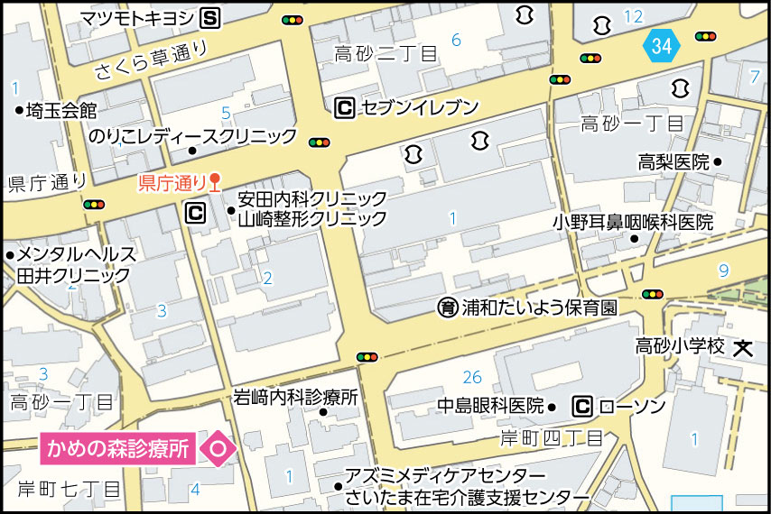 かめの森診療所の地図