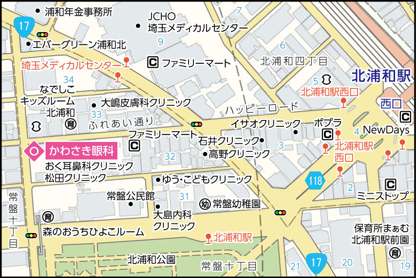 かわさき眼科の地図