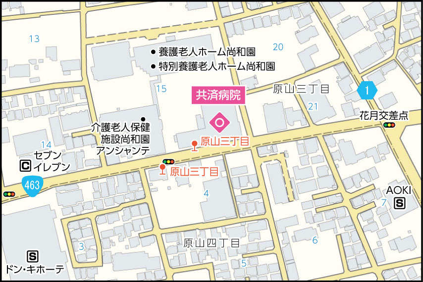 共済病院の地図