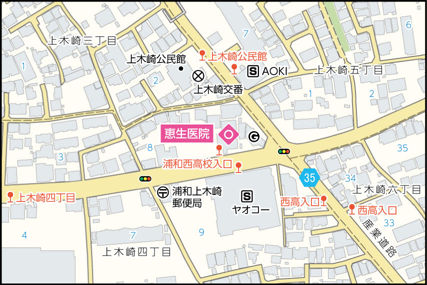 恵生医院の地図