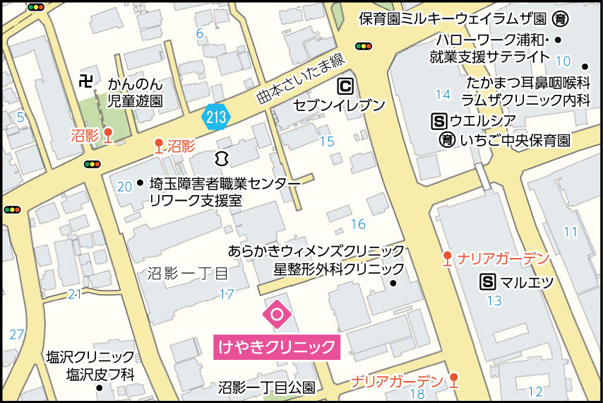 けやきクリニックの地図