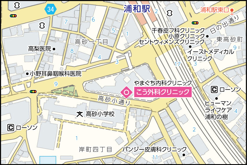 こう外科クリニックの地図