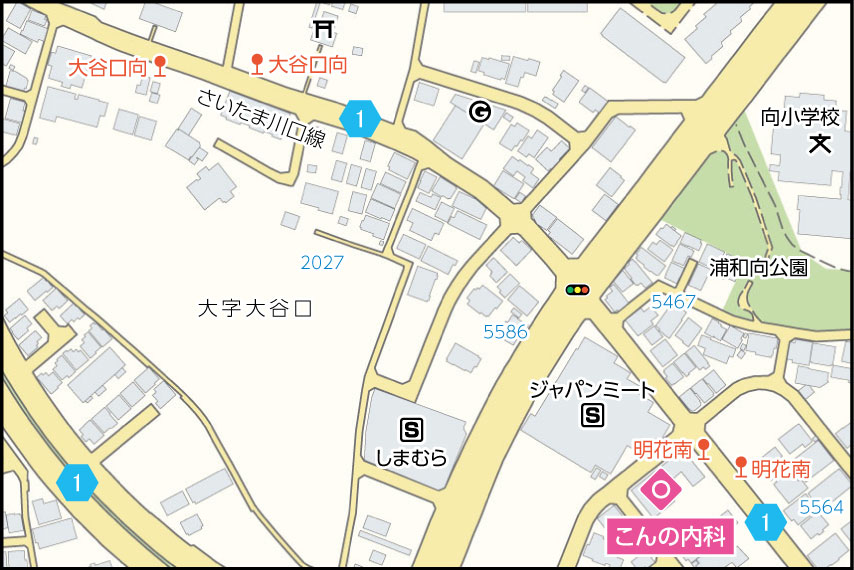 こんの内科の地図
