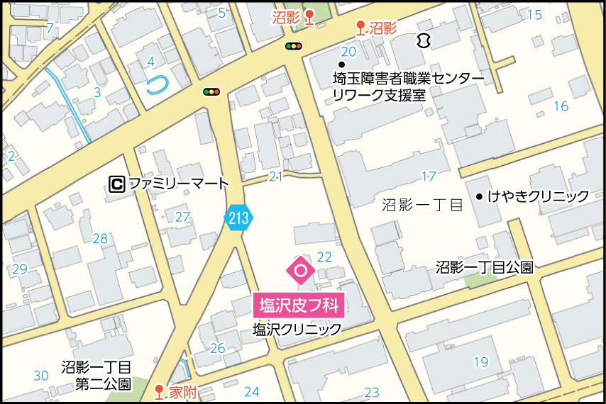 塩沢皮フ科の地図