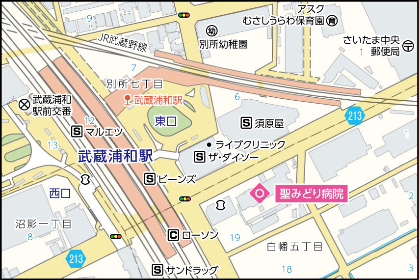 聖みどり病院の地図