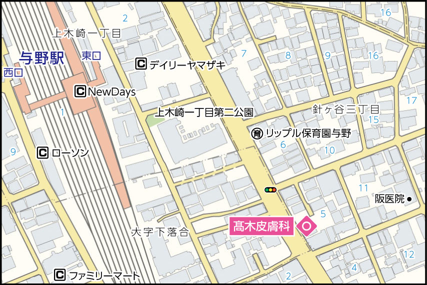 髙木皮膚科の地図