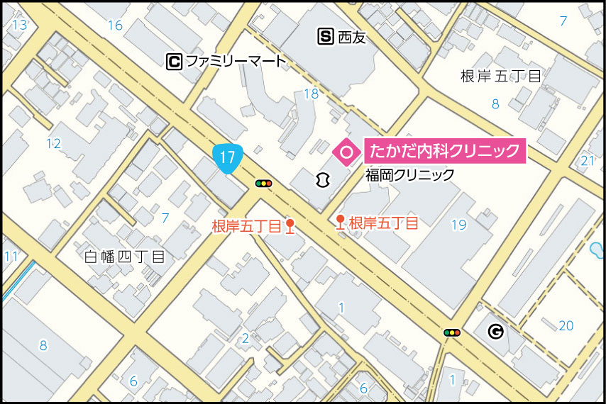 たかだ内科クリニックの地図