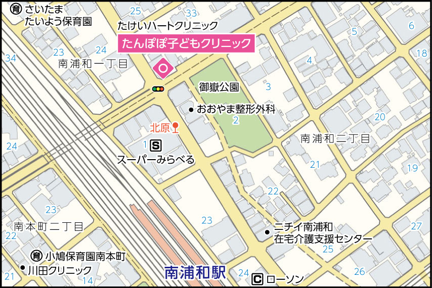 たんぽぽ子どもクリニックの地図