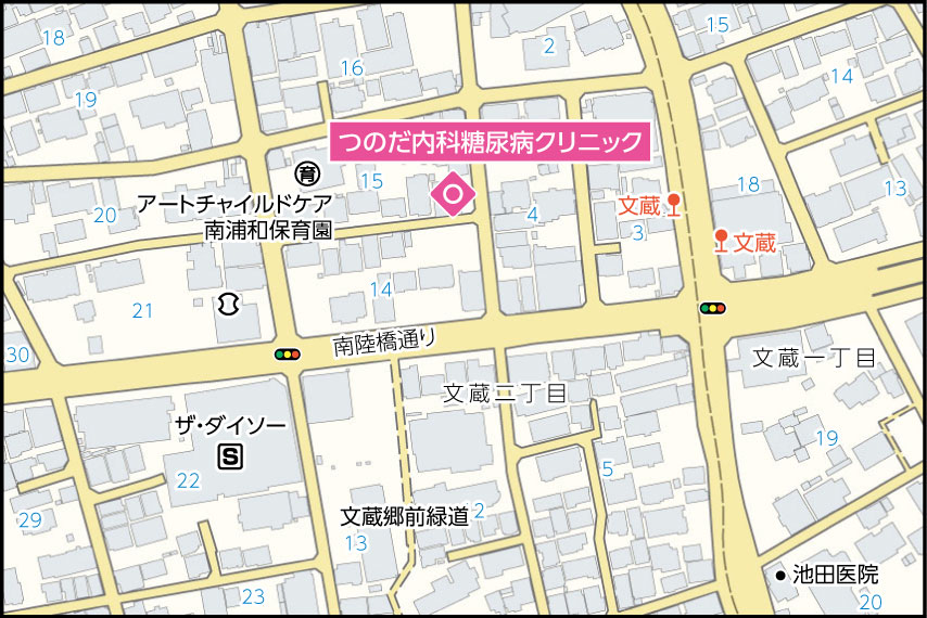 つのだ内科糖尿病クリニックの地図