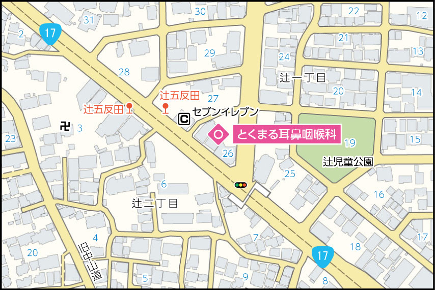 とくまる耳鼻咽喉科の地図