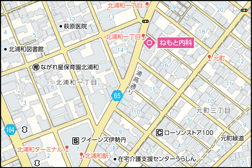 ねもと内科の地図