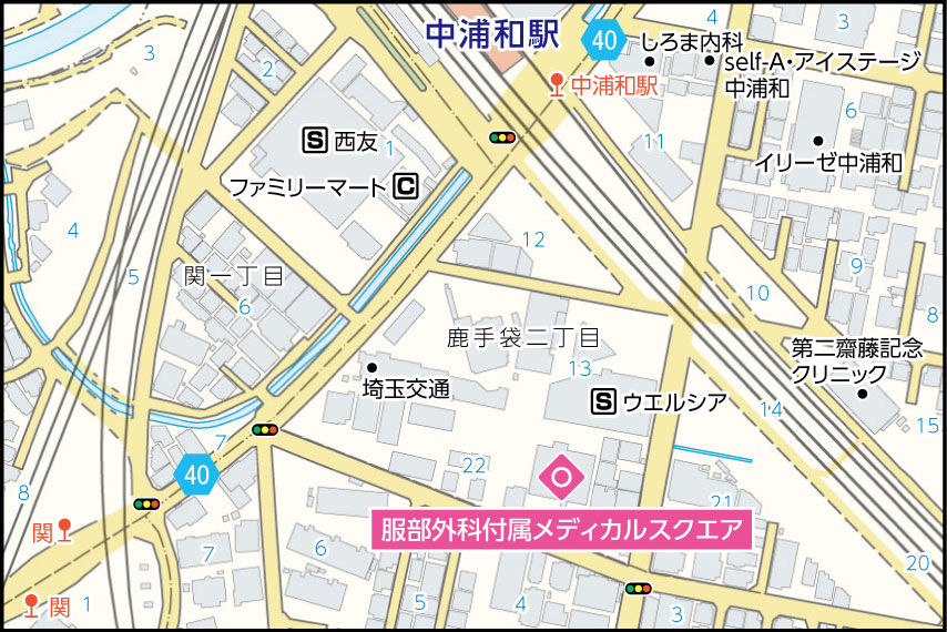 服部外科付属メディカルスクエアの地図