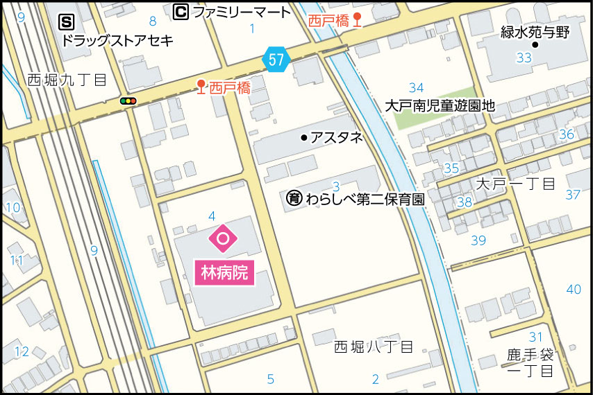 林病院の地図