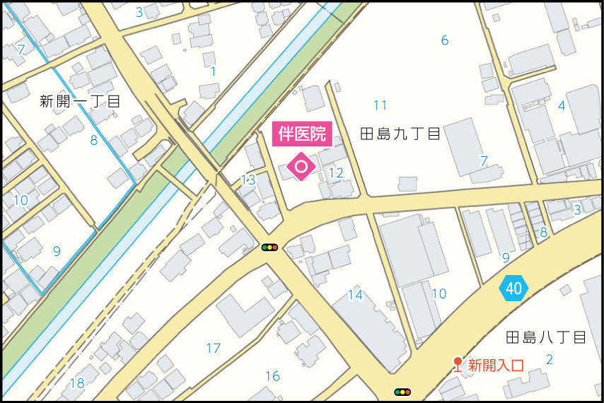 伴医院の地図
