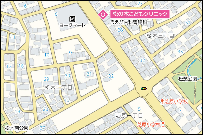 松の木こどもクリニックの地図