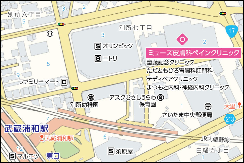 ミューズ皮膚科ペインクリニックの地図