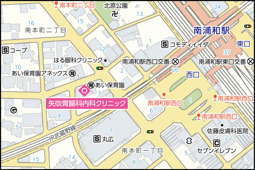 矢吹胃腸科内科クリニックの地図