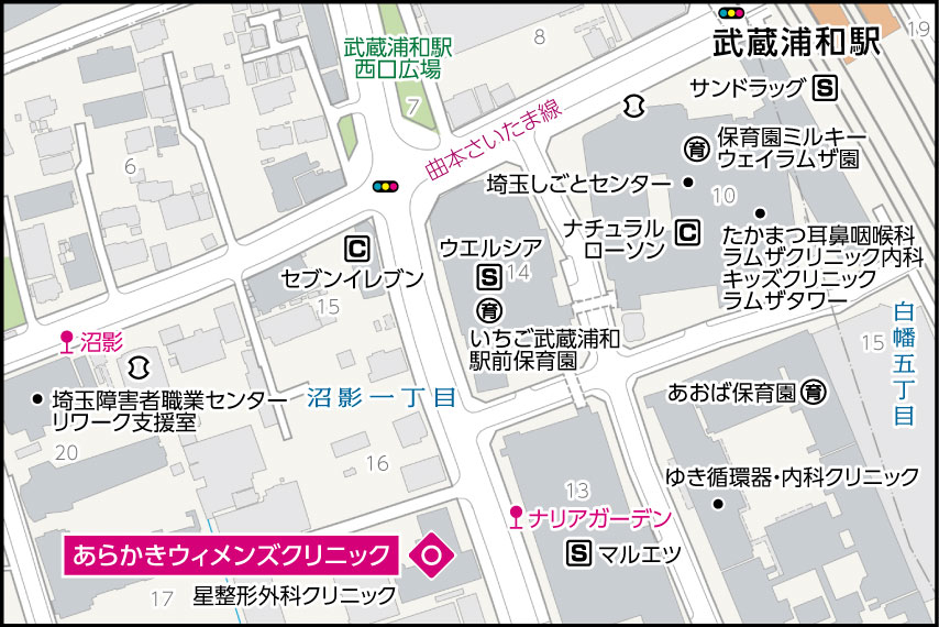 あらかきウィメンズクリニックの地図