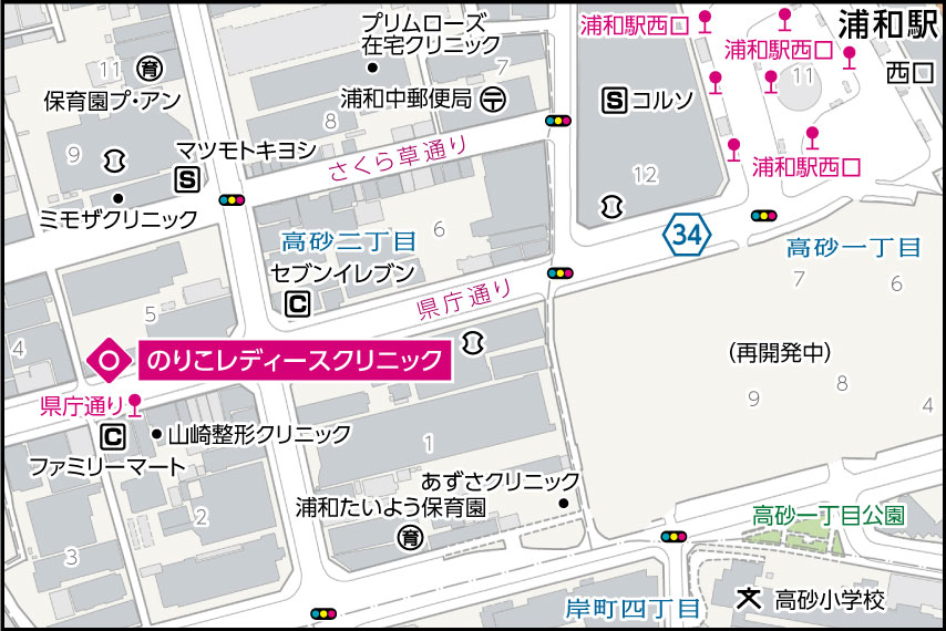 のりこレディースクリニックの地図