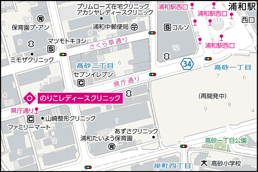 のりこレディースクリニックの地図