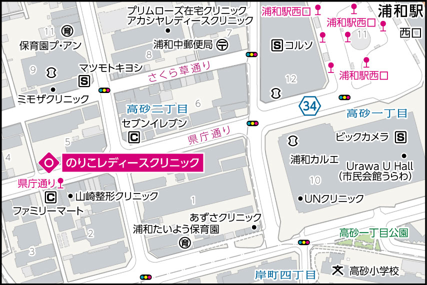 のりこレディースクリニックの地図