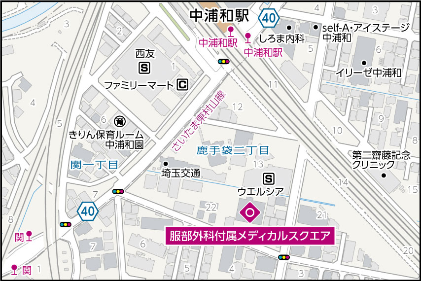 服部外科付属メディカルスクエアの地図