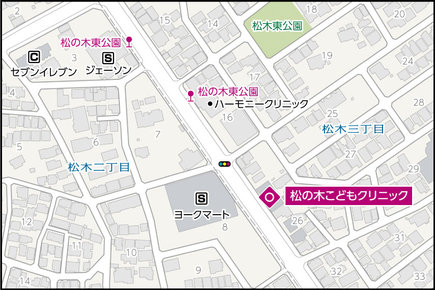 松の木こどもクリニックの地図