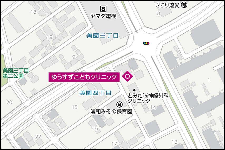 ゆうすずこどもクリニックの地図