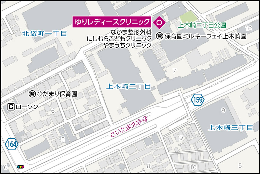 ゆりレディースクリニックの地図