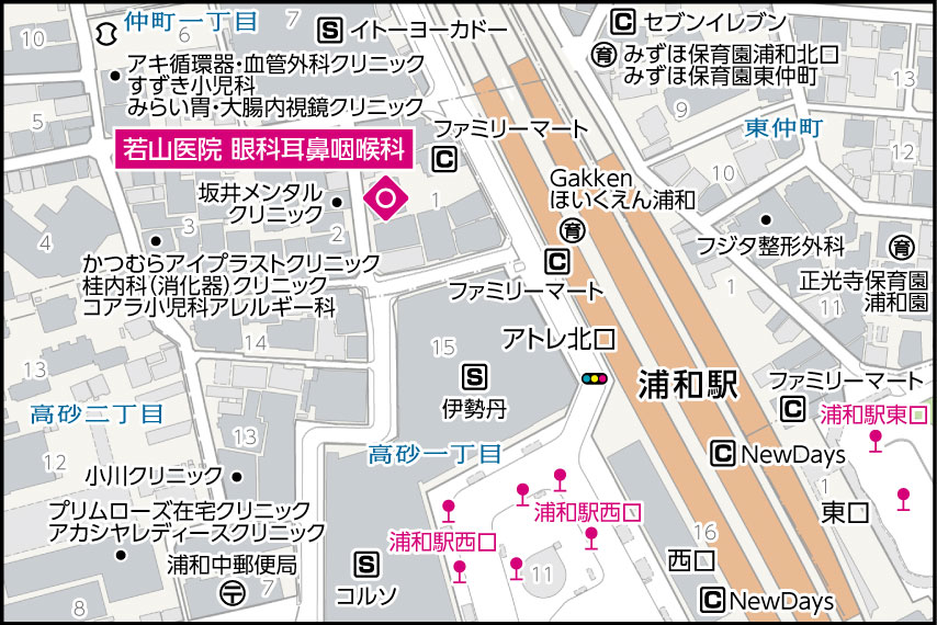 若山医院眼科耳鼻咽喉科の地図