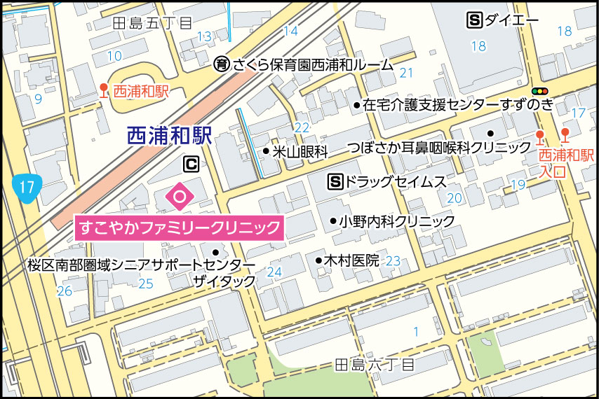 すこやかファミリークリニックの地図