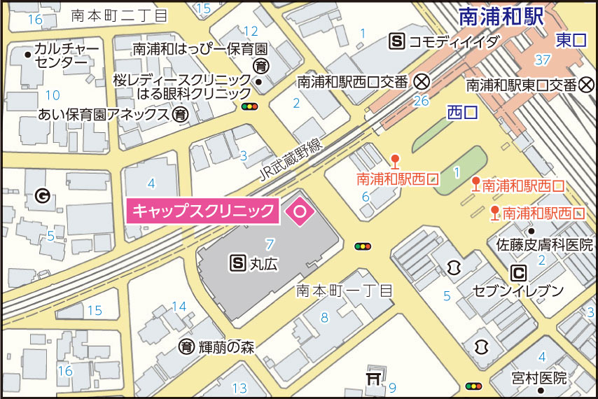 キャップスクリニック　まるひろ南浦和店の地図