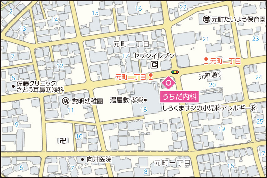 うちだ内科の地図