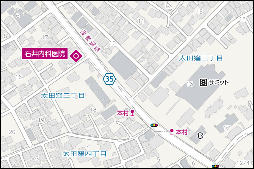石井内科医院の地図