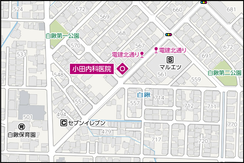 小田内科医院の地図
