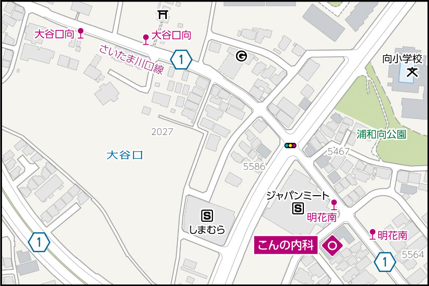 こんの内科の地図