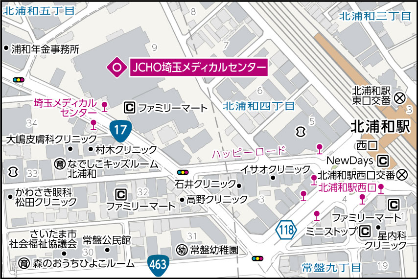 JCHO埼玉メディカルセンターの地図