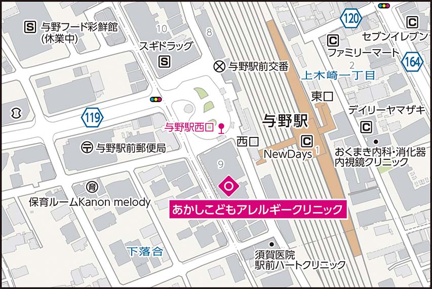 あかしこどもアレルギークリニックの地図