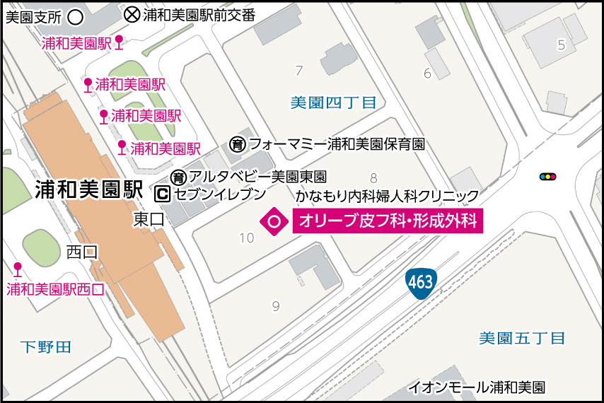 オリーブ皮フ科・形成外科の地図