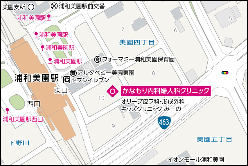 かなもり内科婦人科クリニックの地図