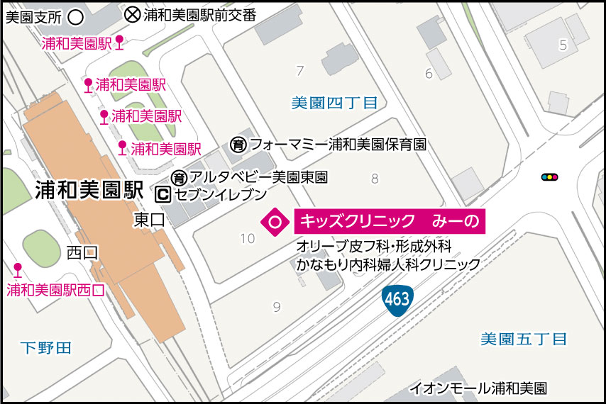 キッズクリニック　みーのの地図