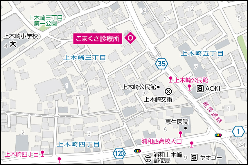 こまくさ診療所の地図