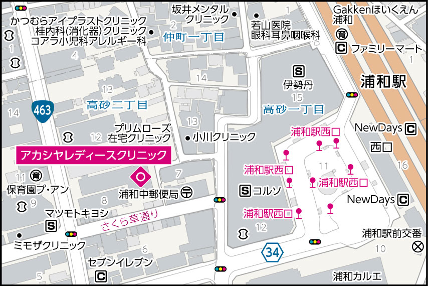 アカシヤレディースクリニックの地図