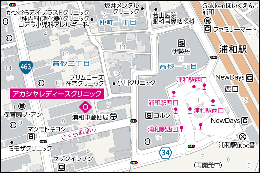 アカシヤレディースクリニックの地図