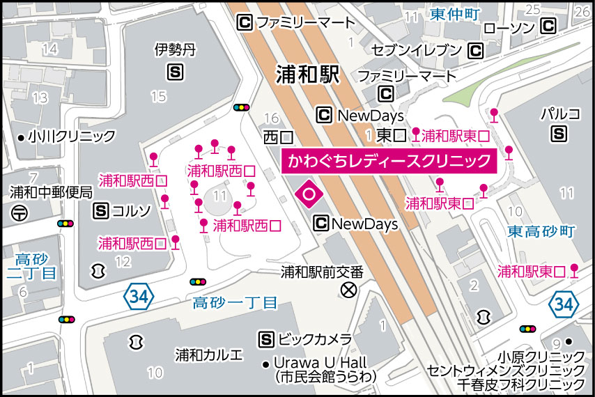 かわぐちレディースクリニックの地図
